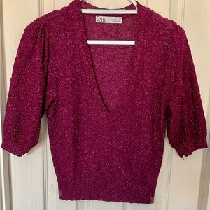 Zara Fuchsia Half Sleeve Sweater Top